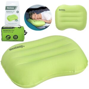 Bestway Wanderlite inflatable travel pillow, lime green, multiple views - Camping Mat