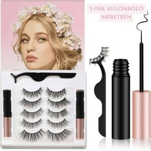 Set de gene magnetice cu 5 perechi de gene false, eyeliner magnetic și aplicator - Gene false