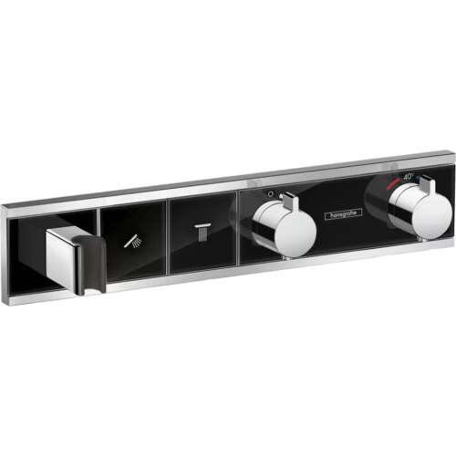 RainBoard 2 termosztatikus zuhanyrendszer két kimenettel, króm és fekete kivitelben