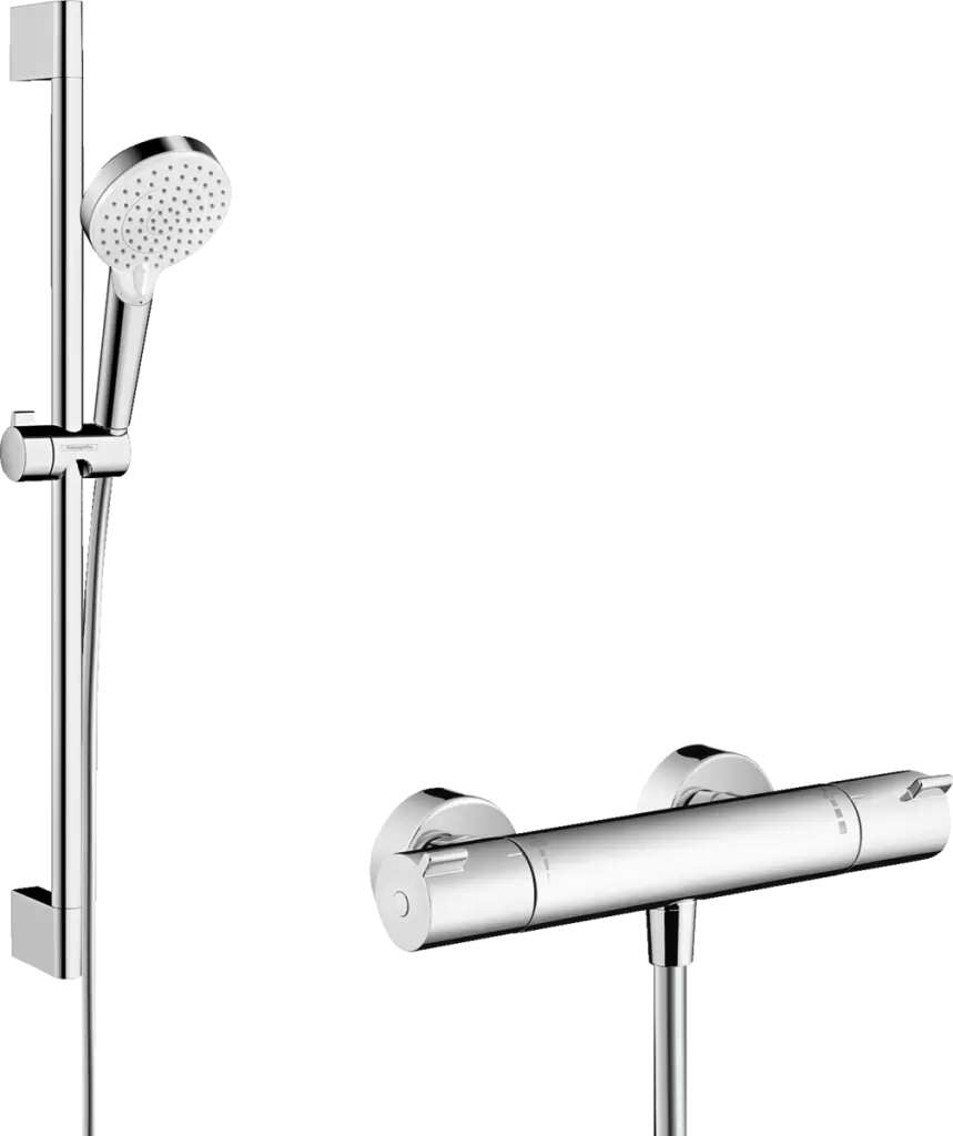Hansgrohe Crometta Schiebebrause-Set mit Thermostatarmatur, weiß (27812400)