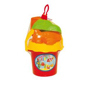 5 részes mini homokozó szett vödörrel, lapáttal, szitával és 2 formával, Crazy Fish mintával - Homokozó játék