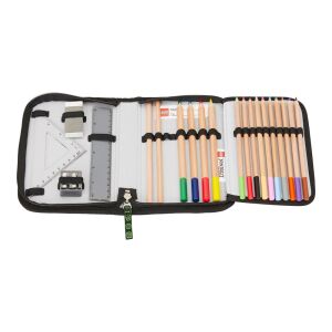 Geöffnete LEGO Ninjago Federtasche gefüllt mit Schulmaterial - Federmappen