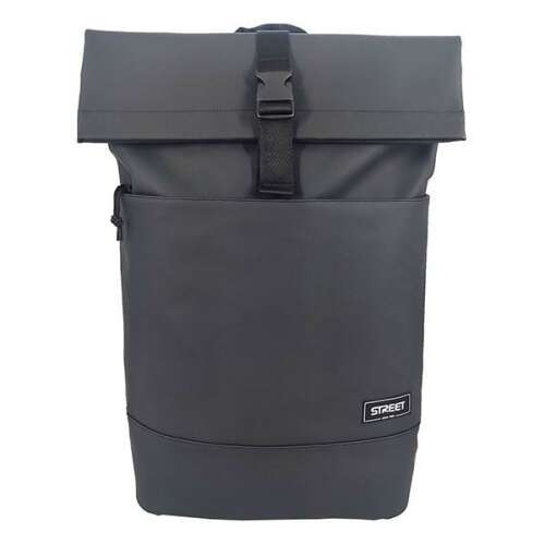 STREET Round Rollup Fekete Hátizsák, 20 literes űrtartalom, fekete, tekerhető tetejű, laptop rekesz