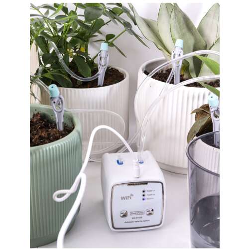 AxaCube automata öntözőrendszer növényekhez, WiFi 2,4 Ghz, 20 edényhez készlet, csepegtető öntözés, 2 beépített szivattyú, időzítő, elemes vagy hálózati csatlakozás