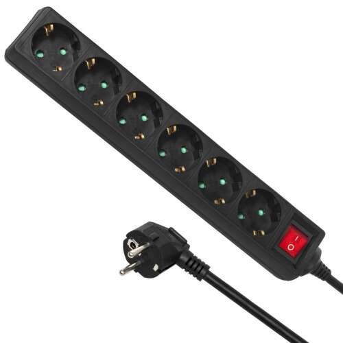 Maclean Power Strip, 6-zásuvkový predlžovací kábel, s vypínačom, nemecký typ, 3500W, 5m, MCE195G 99113251