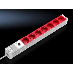 Rittal 7240260 230V 7-fach Steckdosenleiste, grau/rot, 2m - Verteiler