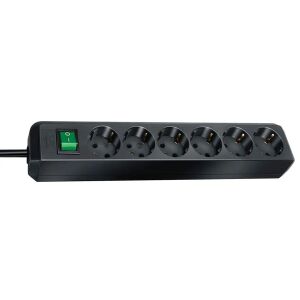 Brennenstuhl Eco-Line 6-socket power strip with 1.5m cable, black surge protector - Power Strip