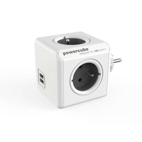 Allocacoc PowerCube Original 4-fach Steckdosenleiste mit 2 USB-Ladeanschlüssen, weiß