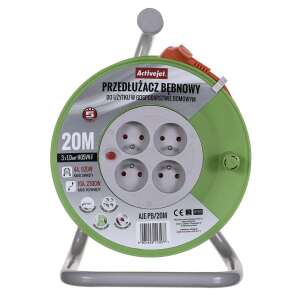 ActiveJet AJE-PB/20M 230V extension reel with 4 sockets, 20 meters long, green and orange - Extension Cord
