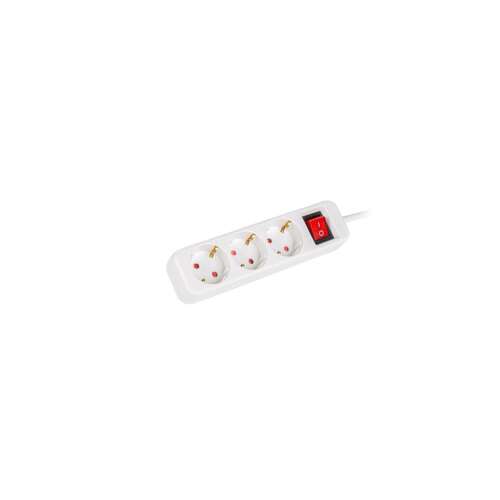 Lanberg PS1-03F-0150-W 3-socket power strip with switch, 1.5m - White