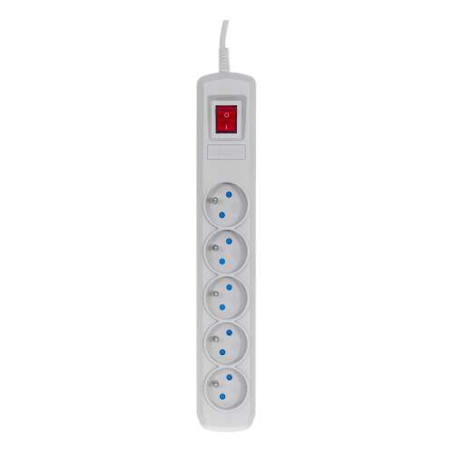 ActiveJet ACP-5GN 3M SZ 5-outlet power strip with switch, 3m - Grey, front view