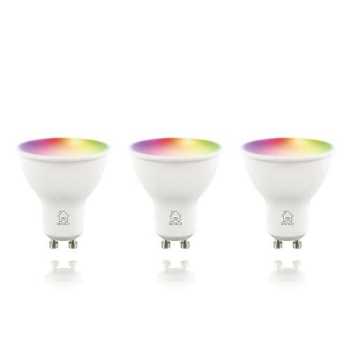 3 db Deltaco Smart LED Spot GU10 RGB izzó, 5W, 470lm, 2700-6500K, okos otthon, színváltó, dimmelhető