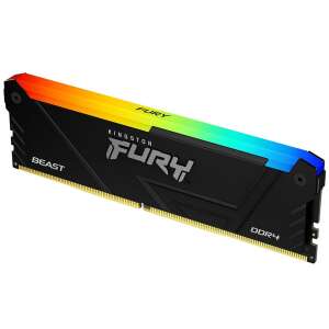Kingston Fury Beast RGB DDR4 RAM 16GB 3200MHz, fekete színű, szivárványos RGB világítással - Kingston