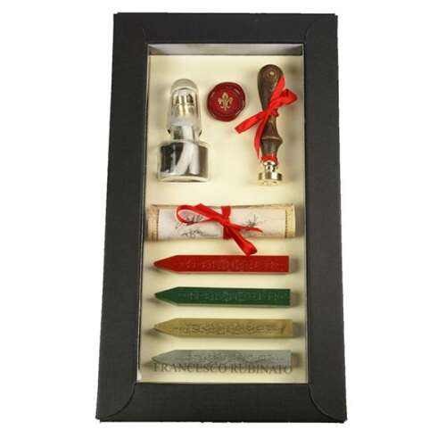 Rubinato viaszpecsételő készlet 4 viasszal és borszeszégővel