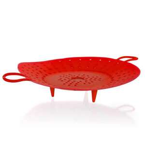 Banquet Culinaria szilikon párolóbetét, piros, 21,5 cm, fogantyúkkal és lábakkal - Banquet