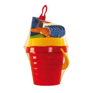 6 részes homokozó szett vödörrel, lapáttal, gereblyével, szitával és 2 formával - Homokozó játék