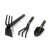 Garden tool set, 3 piece, hoe, rake, trowel, plastic, black, green