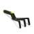 Black plastic rake with green handle, garden tool