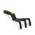 Black plastic rake with green handle, garden tool
