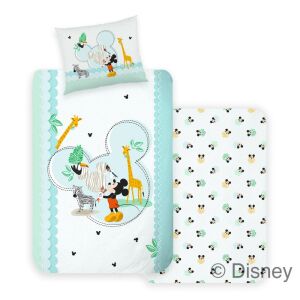 Disney Baby Mickey Mouse Bedding Set - 90x130cm + 40x50cm, featuring Mickey Mouse and safari animals - Bedding - Preschool