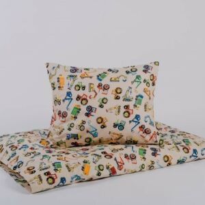 NAT Mesebeli Lovagok 2-piece bedding set with construction vehicle pattern, 90x130cm duvet cover and 40x50cm pillowcase - Bedding - Preschool