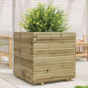 vidaXL ghiveci din lemn de 70x70x72 cm cu plantă - Element de gard