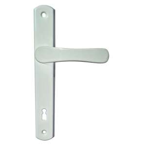 Biela kľučka dverí so štvorcovou rozetou, značka Larina - Výstavba&Renovácia