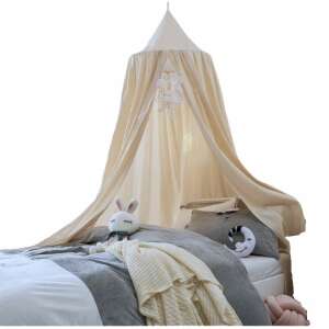 Bézs színű baldachin ágyra, hangulatos és privát helyet teremt alváshoz vagy játékhoz - Baldachin