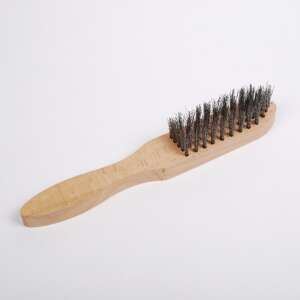 26 cm wire brush with wooden handle, stainless steel bristles, for cleaning and preparing surfaces - Hand tool