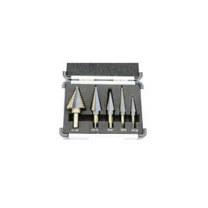 Flinke 5 piece step drill bit set with case, HSS LZ-208 - Drill and Screwdriver Accessory