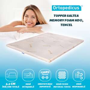 Ortopedicus Memory Foam HD Topper with Tencel cover, 5.5 cm thick, with removable cover and anti-slip bottom - Blanket mattress