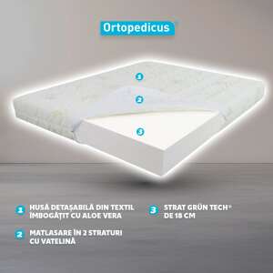 Ortopedicus mattress, Aloe Vera, double-sided, 190x200 cm, showing the removable cover, foam core, and layers - Orthopaedic mattress