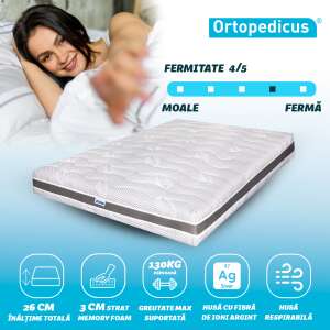 Ortopedicus Memory foam mattress with silver ion fabric, 26 cm high, 130 kg weight capacity - Orthopaedic mattress