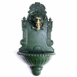 Chiuvetă Grădină Metal Leu, zöld fém kerti mosogató oroszlánfej csappal - Kerti kút és csap