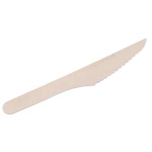 Wooden disposable knife, 16 cm, eco-friendly, pack of 100 - Disposable Cutlery