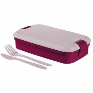 Curver Food Container, Plastic, Leakproof, with Cutlery, Purple, 1.3 L, 23x13x7 cm 125164096 - Food storage container