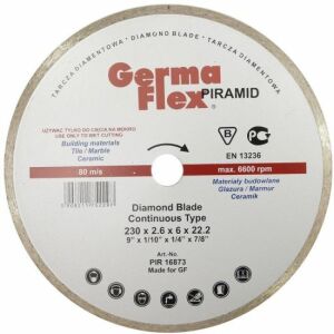 Germa Flex Pyramid Diamond Disc for Wet Cutting Ceramic Tiles - 230 mm/22.2 mm 125164901 - Artool