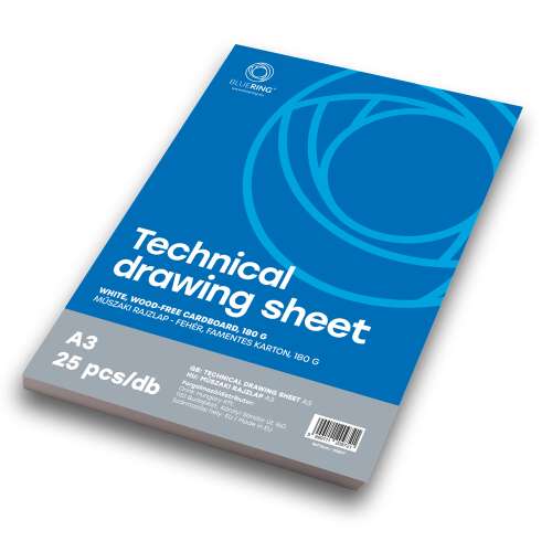 Bluering A3 Technische Zeichenpapier, 25 Blatt, 180g, weiß, holzfrei