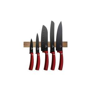 Berlinger Haus BH/2886 6-piece knife set with acacia wood magnetic holder, burgundy - Kitchen Knife