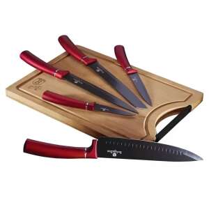 Berlinger Haus 6-piece knife set with a bamboo cutting board, burgundy - Kitchen Knife