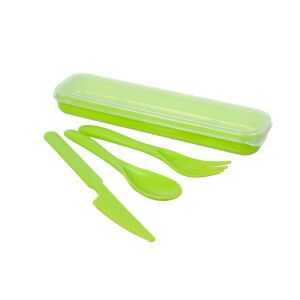 TOO KT-147-GR Grünes Reisebesteck-Set mit Etui - Pfannen, Abendessen, Küchenmesser, Besteck-Sets und Töpfe