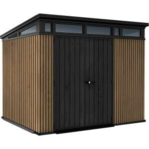 KETER Pent 9x7 műanyag kerti ház, barna, tároló, szerszámok, kerti kellékek - Curver