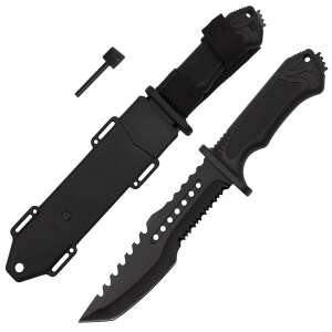 IdeallStore® Jagdmesser, Survival Spirit, Edelstahl, Amnar, 30,5 cm, Schwarz, inklusive Scheide, hunting knife with sheath, fire starter, survival knife, tactical knife, camping knife - Hunting