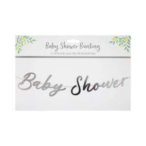 Silver Baby Shower Bunting Banner, 1.5 meter long, pre-strung, for baby shower party decorations - Party Decoration
