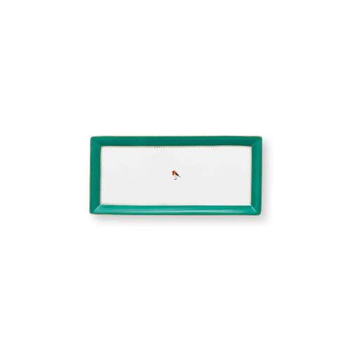 Love Birds Smaragd prostokątna taca do serwowania, 33,3x15,5cm, porcelana, PIP Studio