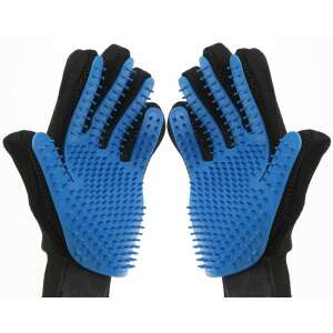 MarcosM Grooming Gloves, Blue, 2 pcs, for Brushing and Massaging, for Dogs and Cats 99286368 - Pet hair remover