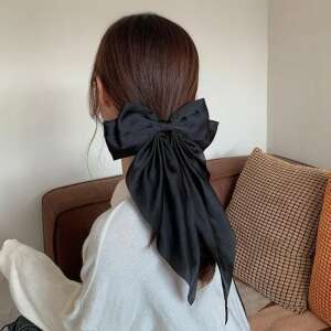 Black satin bow hair clip for women, GAVIO hair accessory - Hair Clip, Headband