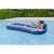 Woman relaxing on Bestway Comfort Plush shaded lounge, blue and white, inflatable pool float