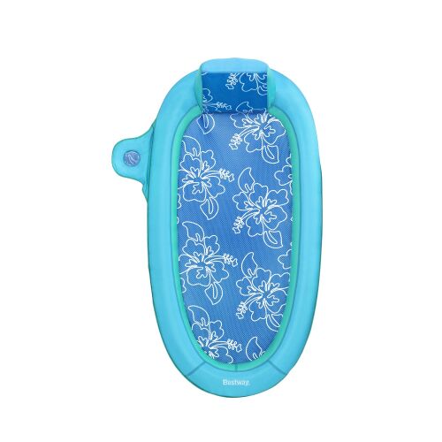 Bestway felfújható úszómatrac háttámlával, kék virágmintás