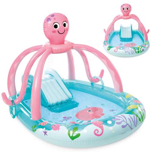 Intex Friendly Octopus Inflatable Play Center with slide, splash pool, and water spray, 234 x 183 x 150 cm
